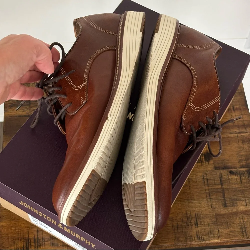 Johnston & Murphy Upton Plain Toe Men's Tan Leather Shoes Size 10